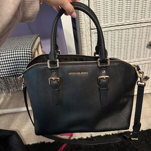 Michael Kors Black Saffiano Satchel with Gold Hardware